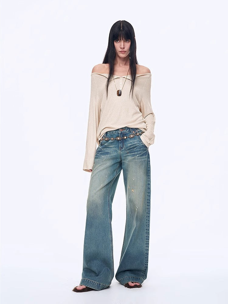 "Fashion Law" Casual One-shoulder Raglan Sleeve T-shirt Top-0