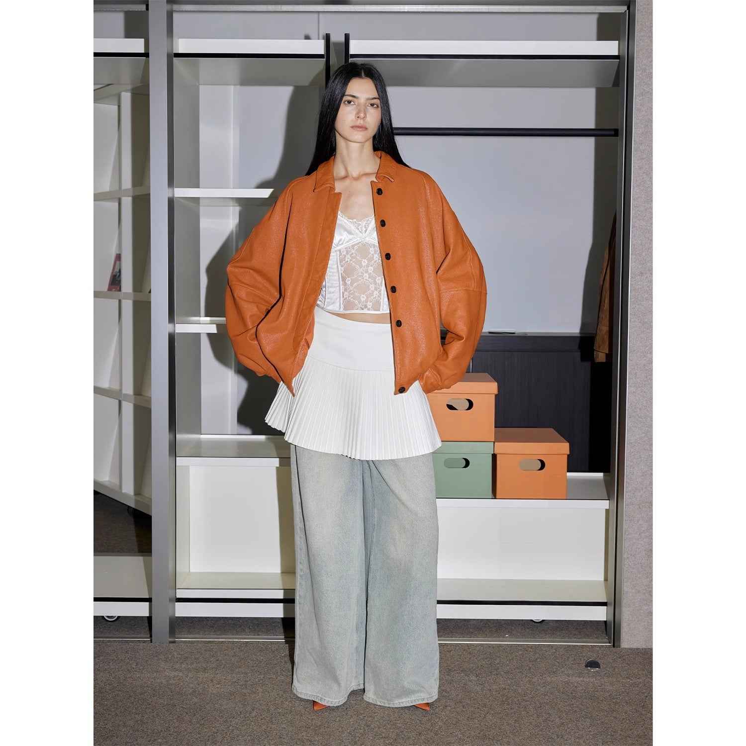 Heavy Wash Waxed Sheepskin Jacket Genuine Leather Outerwear "Sydney Reincarnation"-2