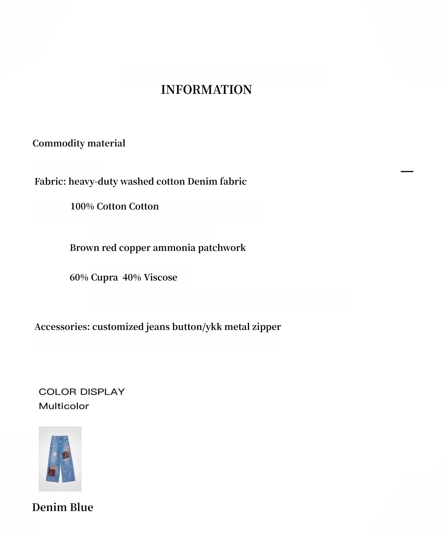 "Uninhibited splicing" retro design mid-low waist washed ripped hole splattered paint cloth patch wide-leg jeans-3