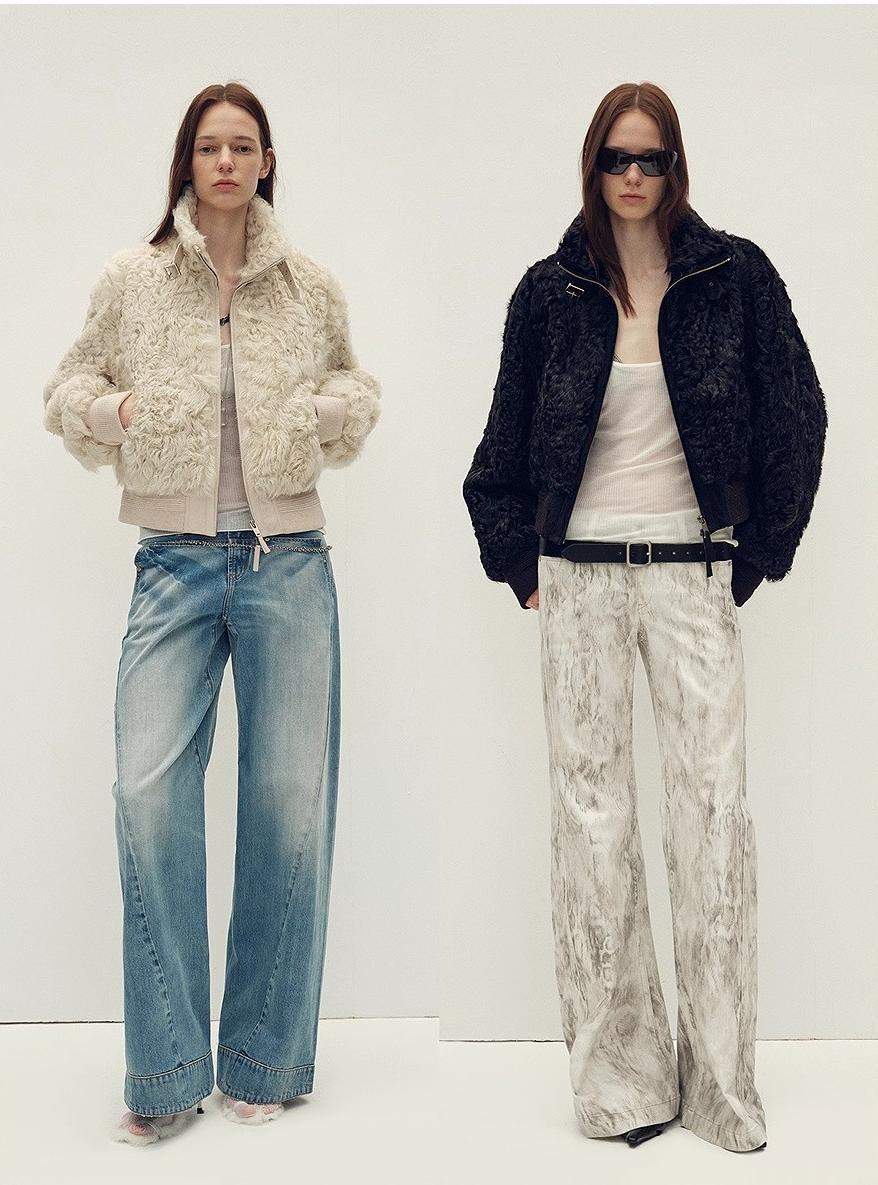 Casual stand-up collar jacket-style fluffy sheep curly hair fashionable short bomber coat"Curly Story"-0