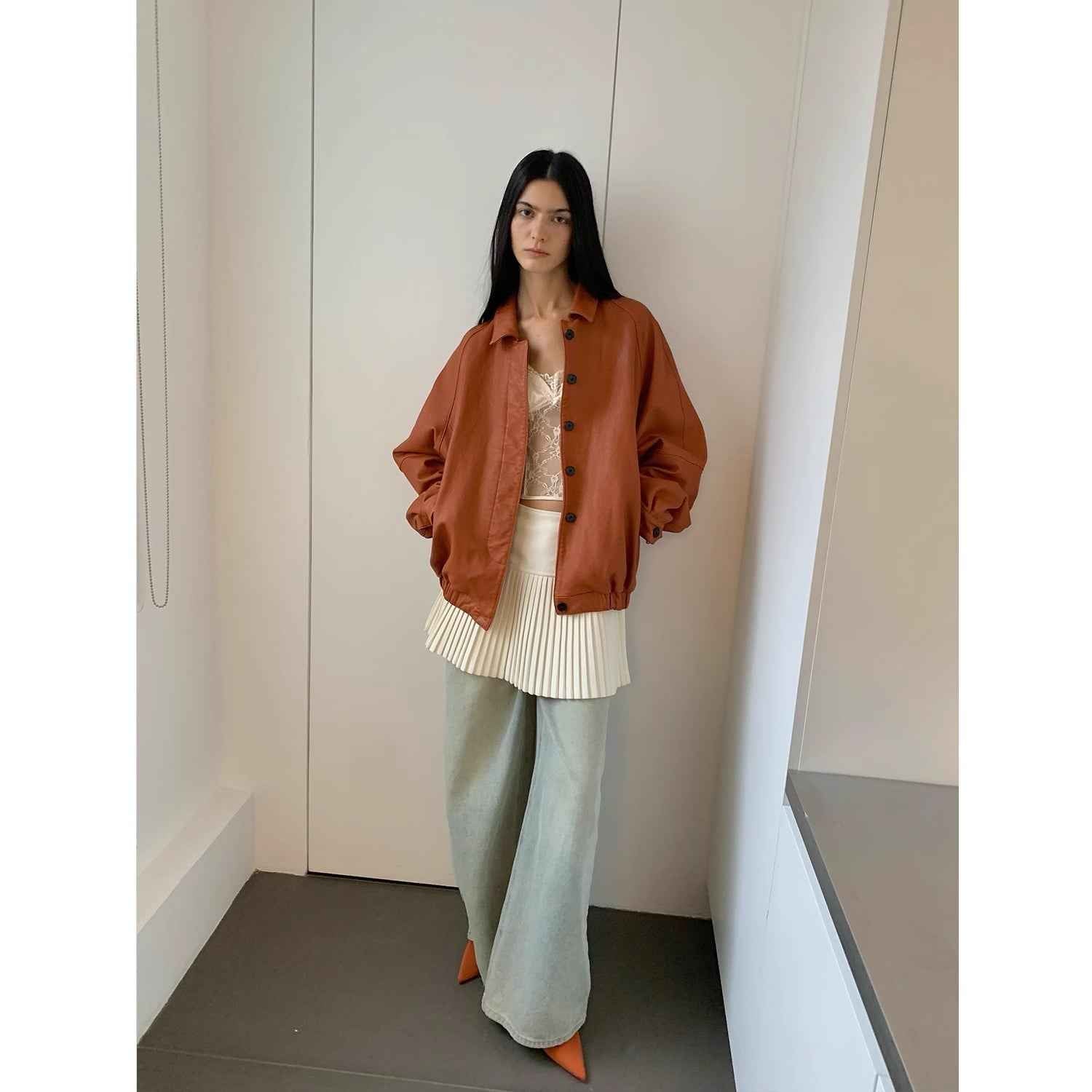 Heavy Wash Waxed Sheepskin Jacket Genuine Leather Outerwear "Sydney Reincarnation"-3