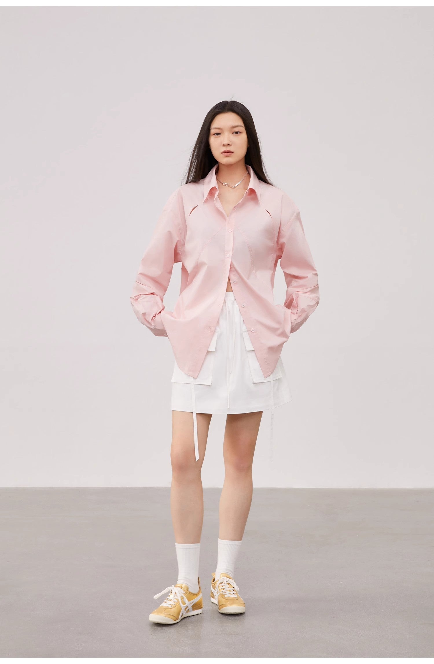 Tencel jacquard striped long-sleeved shirt jacket women's loose top"Spring and Summer Prank"-4