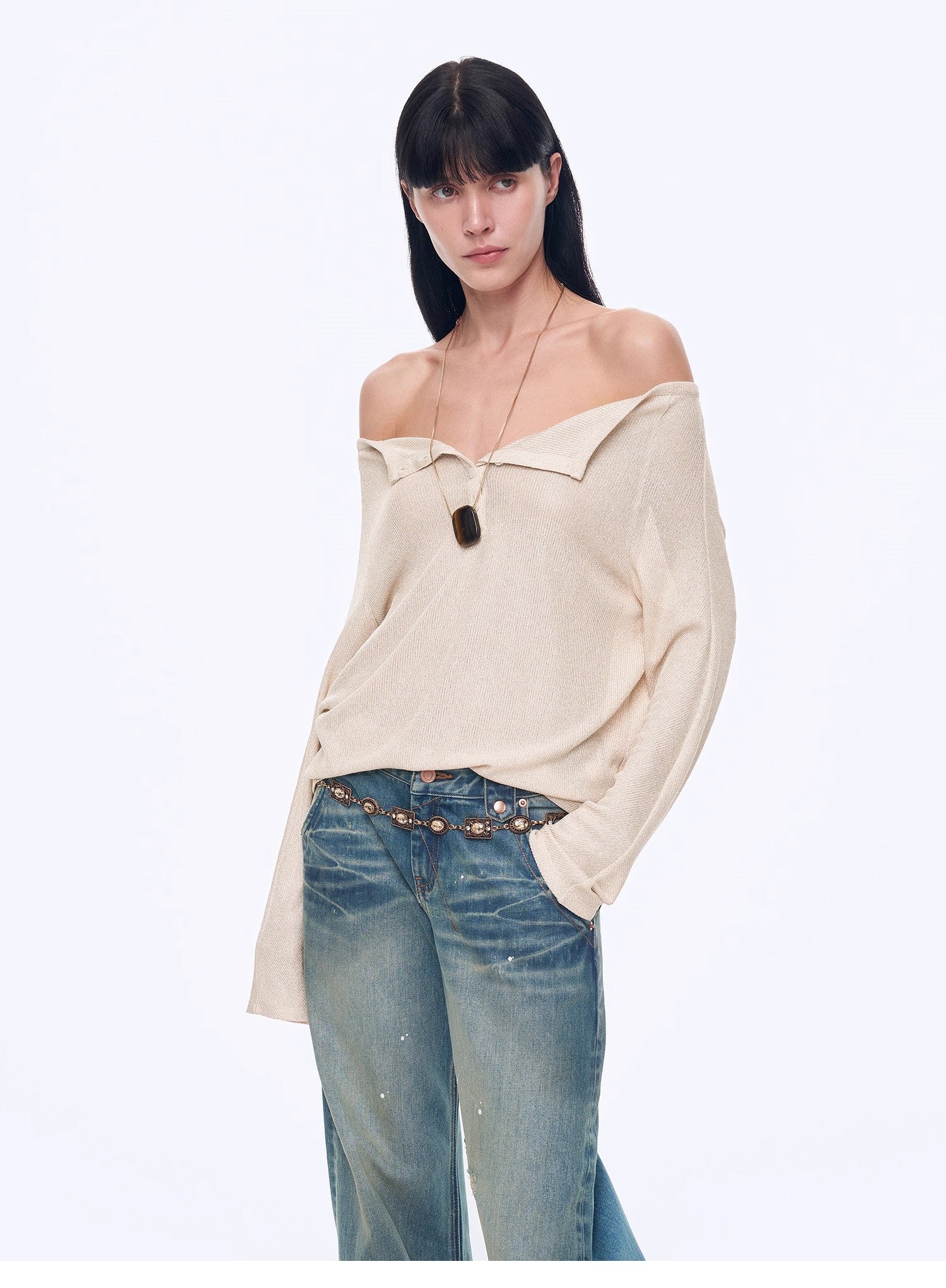 "Fashion Law" Casual One-shoulder Raglan Sleeve T-shirt Top-4
