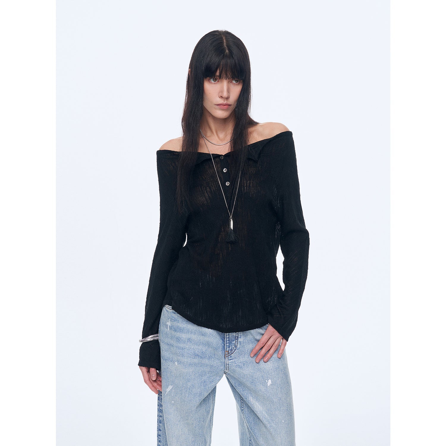 "Fashion Law" Casual One-shoulder Raglan Sleeve T-shirt Top-5