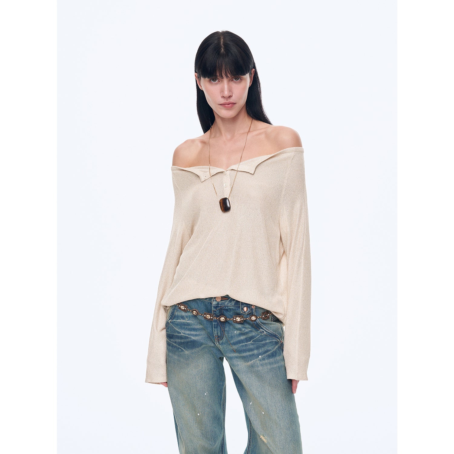 "Fashion Law" Casual One-shoulder Raglan Sleeve T-shirt Top-1