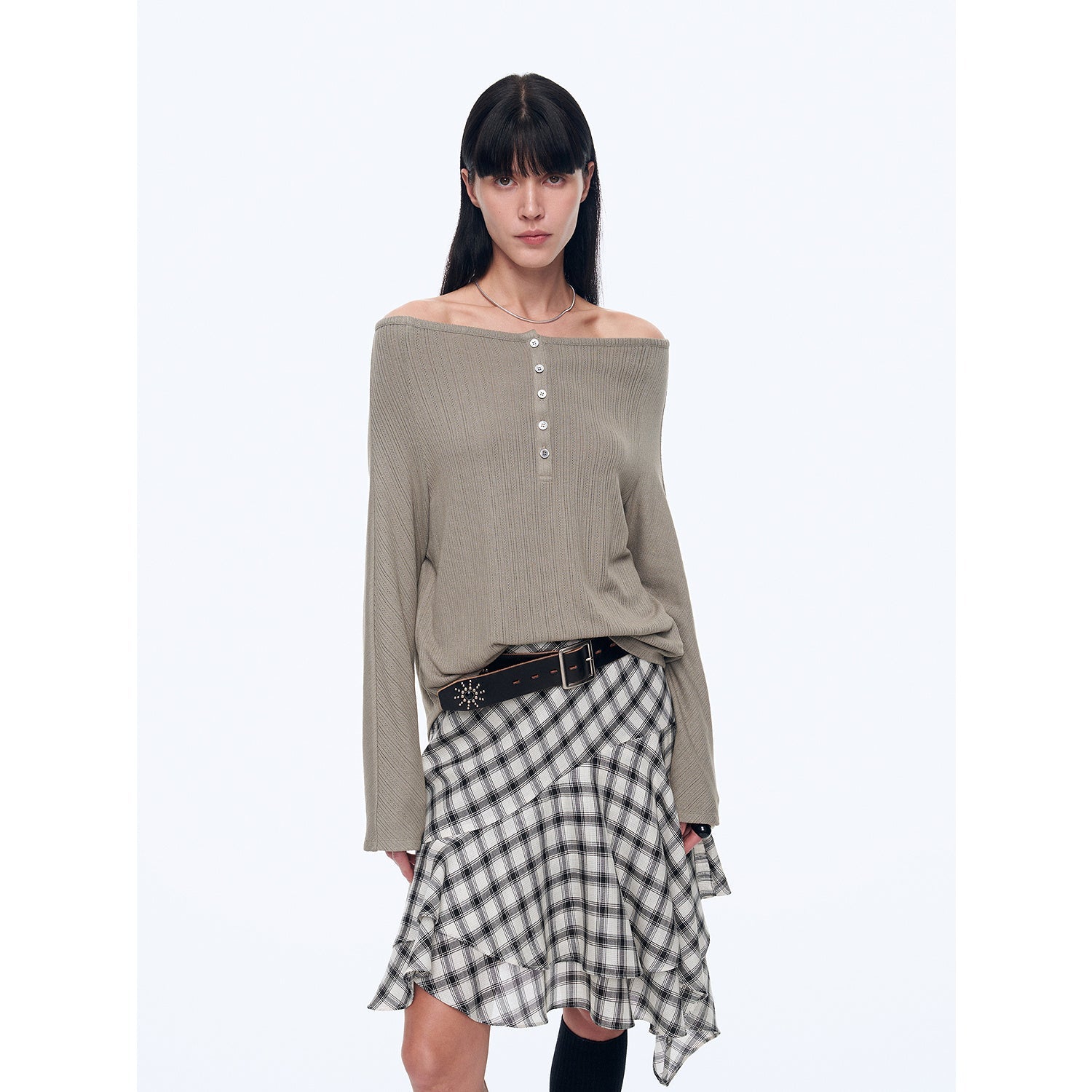 "Fashion Law" Casual One-shoulder Raglan Sleeve T-shirt Top-6