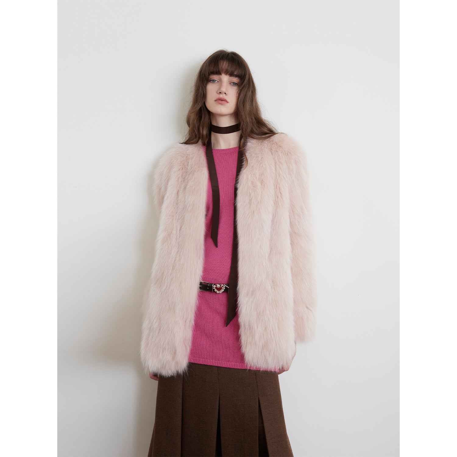 Fireladyfur Women's Finland Saga Fox Fur Fashion Cardigan“Black Sugar”-1