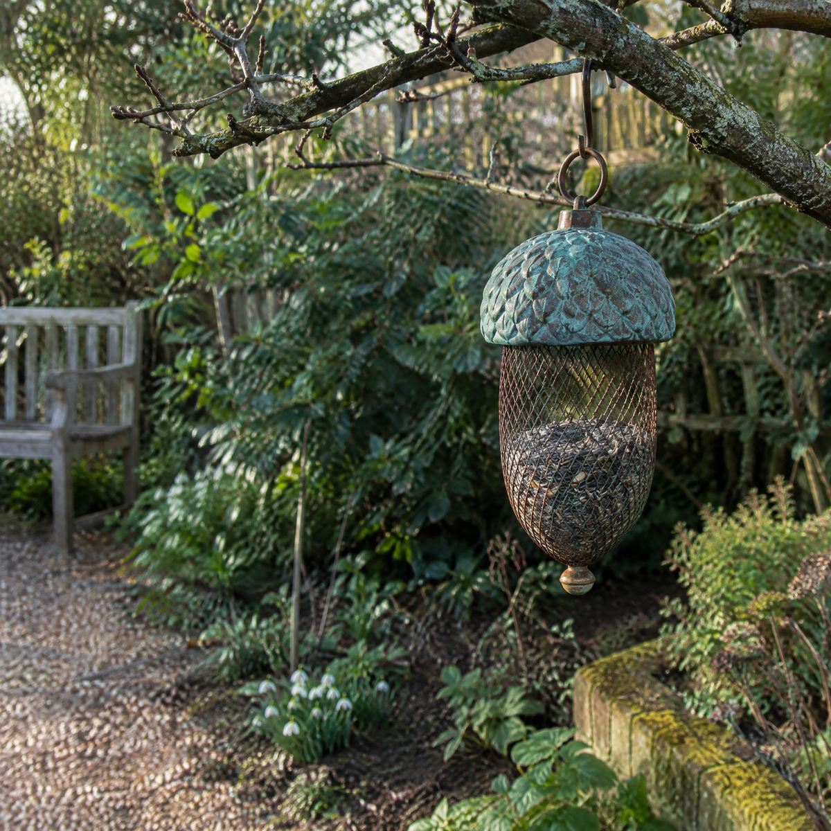 Copper Patina Acorn Wild Bird Feeder