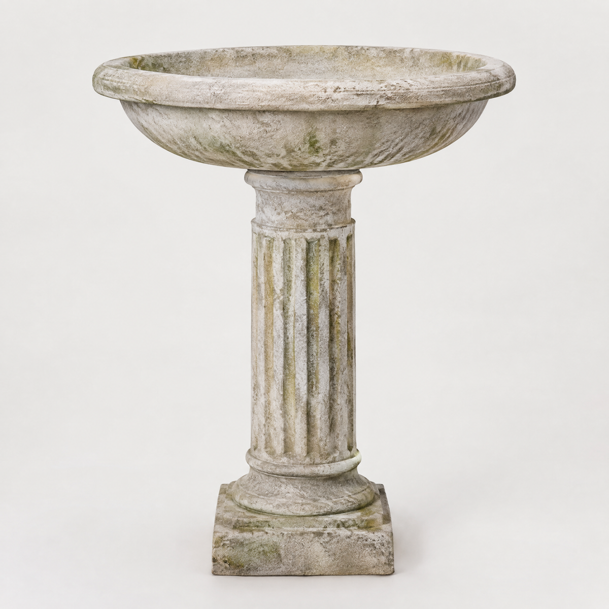 Stone-Finish Pedestal Bird Bath